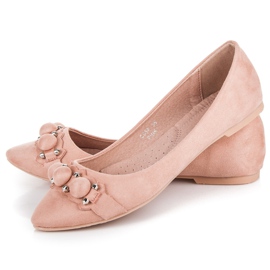 Seastar bailarinas de ante con cuello de pico rosado 4