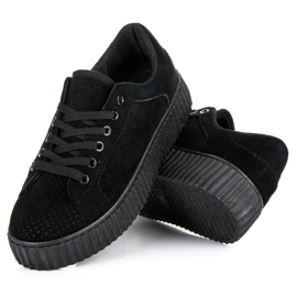 Seastar Zapatillas de gamuza en la plataforma negro 4