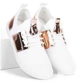Zapatillas deportivas de mujer blanco rosado 3