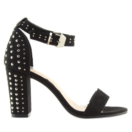 Sandalias negras negras con tacones altos negro 7