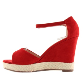 Sandalias cuña alpargatas rojas rojo 4
