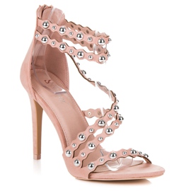 Seastar Sandalias tacones altos con cremallera rosado 1