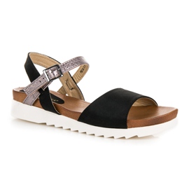 Sandalias planas vinceza ante negro 5