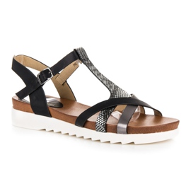 Sandalias planas con estampado VINCEZA negro 3