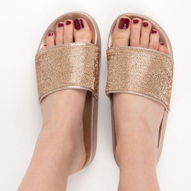 Girlhood Babuchas doradas con cristales dorado 1