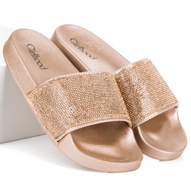 Girlhood Babuchas doradas con cristales dorado 3