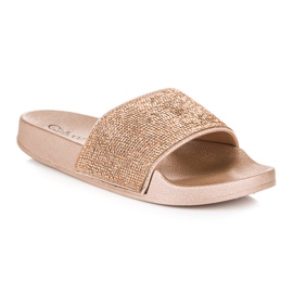 Girlhood Babuchas doradas con cristales dorado 5