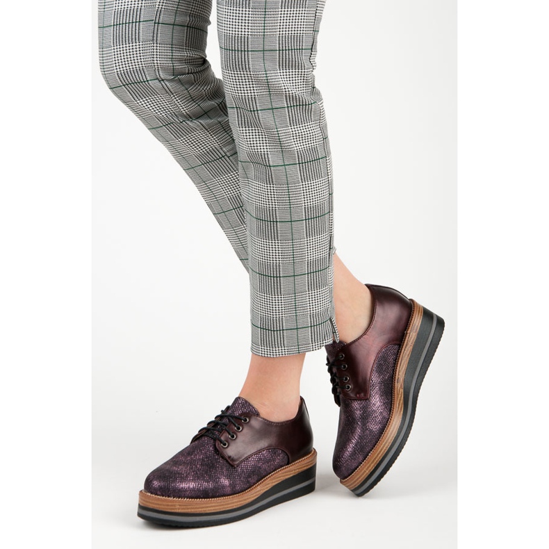 Kylie Elegantes zapatos de cuña burdeos rojo 2