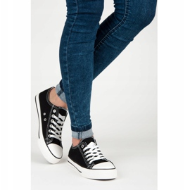 Zapatillas de zapatillas clásicas para mujeres atadas negras negro 2
