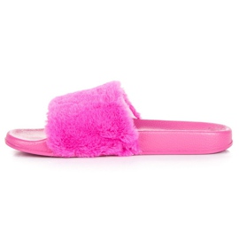 Babuchas fucsia con pelo rosado 1