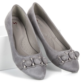 Seastar bailarinas de ante con cuello de pico gris 5