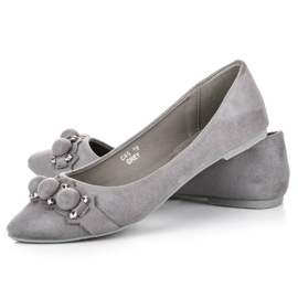 Seastar bailarinas de ante con cuello de pico gris 4