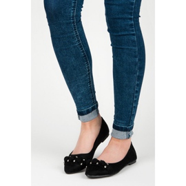 Seastar bailarinas de ante con cuello de pico negro 1