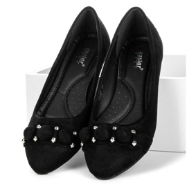 Seastar bailarinas de ante con cuello de pico negro 3