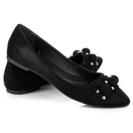 Seastar bailarinas de ante con cuello de pico negro 4
