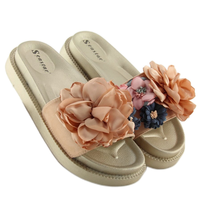 Chanclas doradas flower power AK04P oro dorado 1