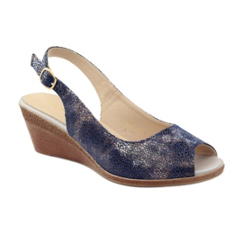 Sandalias cuña Sergio Leone 811 azul marino 1