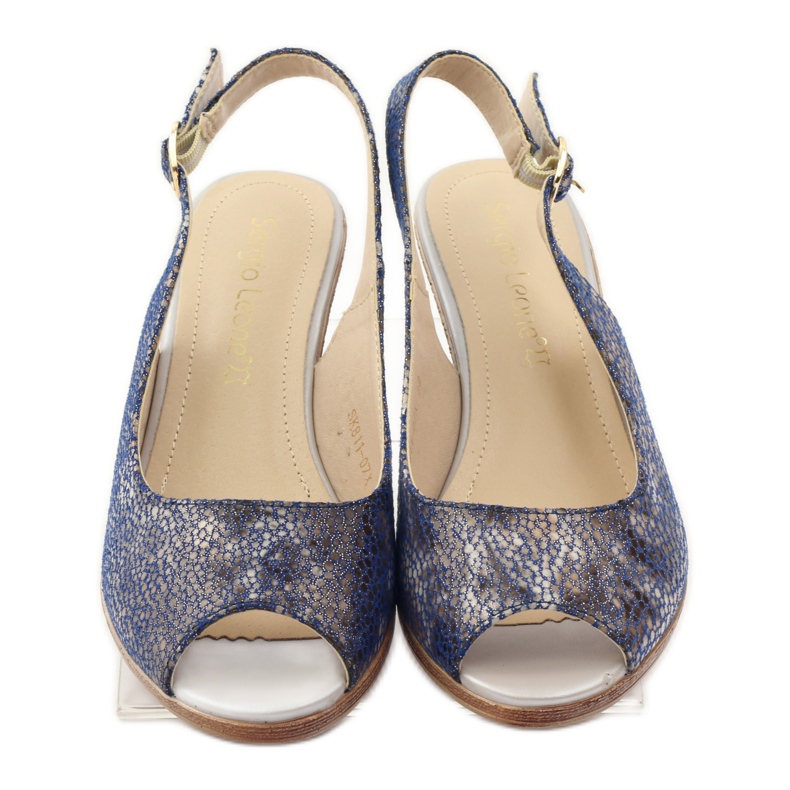 Sandalias cuña Sergio Leone 811 azul marino 4