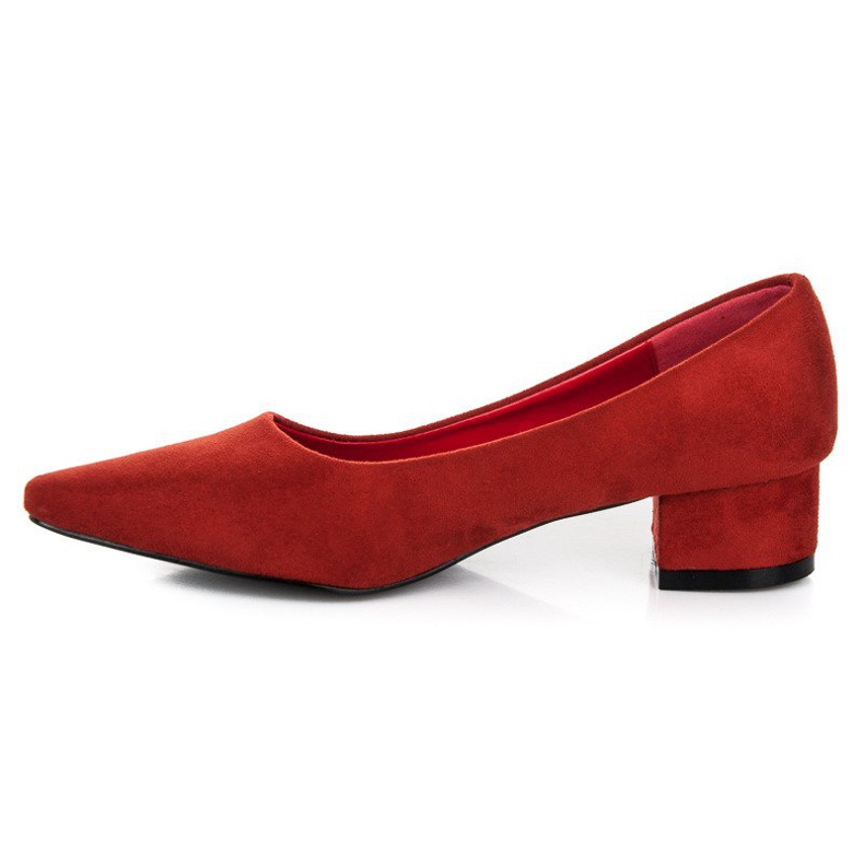 Best Shoes Salones de ante con tacones bajos rojo 1