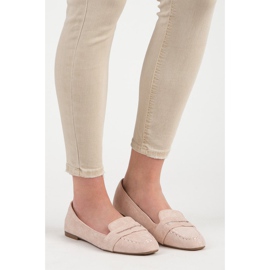 Small Swan Mocasines de ante con purpurina rosa 1