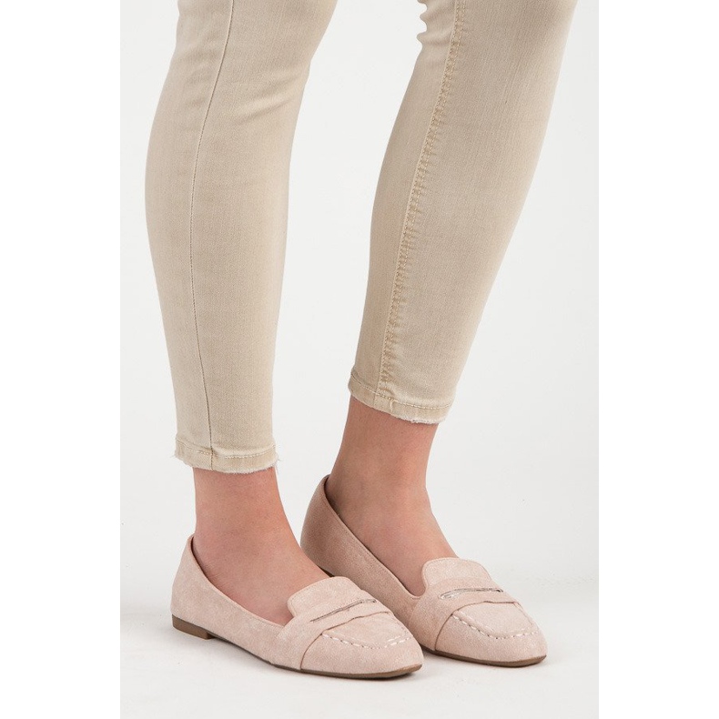 Small Swan Mocasines de ante con purpurina rosa 1