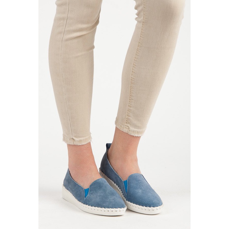 Mocasines VINCEZA de piel azul 1