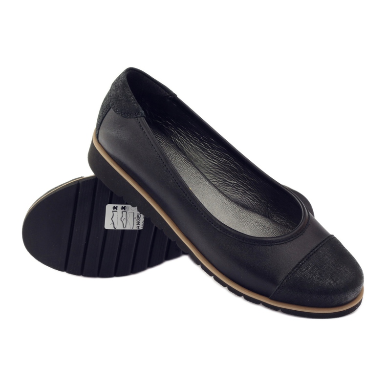 Angello Mocasines de cuero para mujeres 1325 negro 3