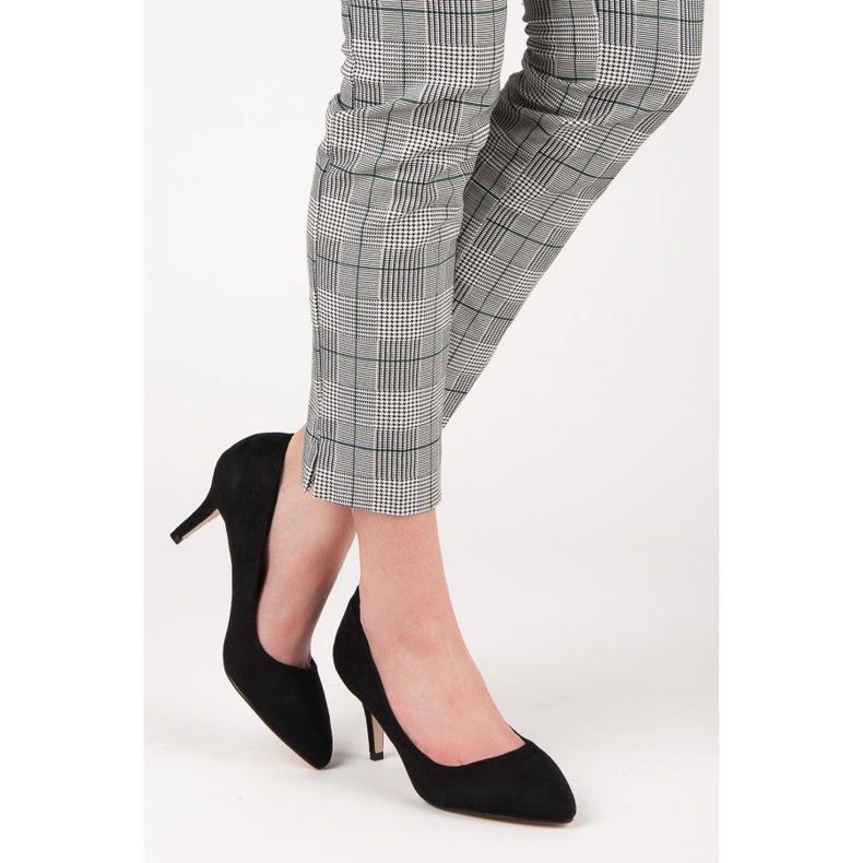 Bombas de gamuza en tacones altos negro 2