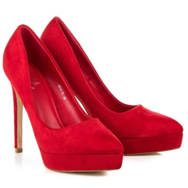 Bestelle Tacones de ante en la plataforma rojo 6