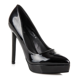 Small Swan Tacones lacados en la plataforma negro 3