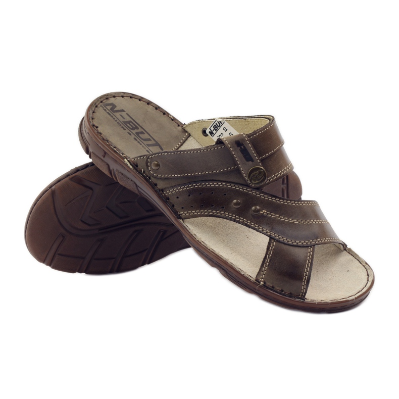 Naszbut 056 sandalias de hombre chanclas marrón 3