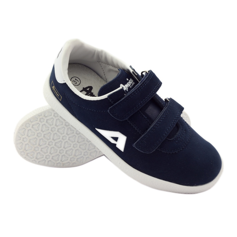 American Club Zapatillas deportivas con plantilla de piel americana azul marino blanco 3