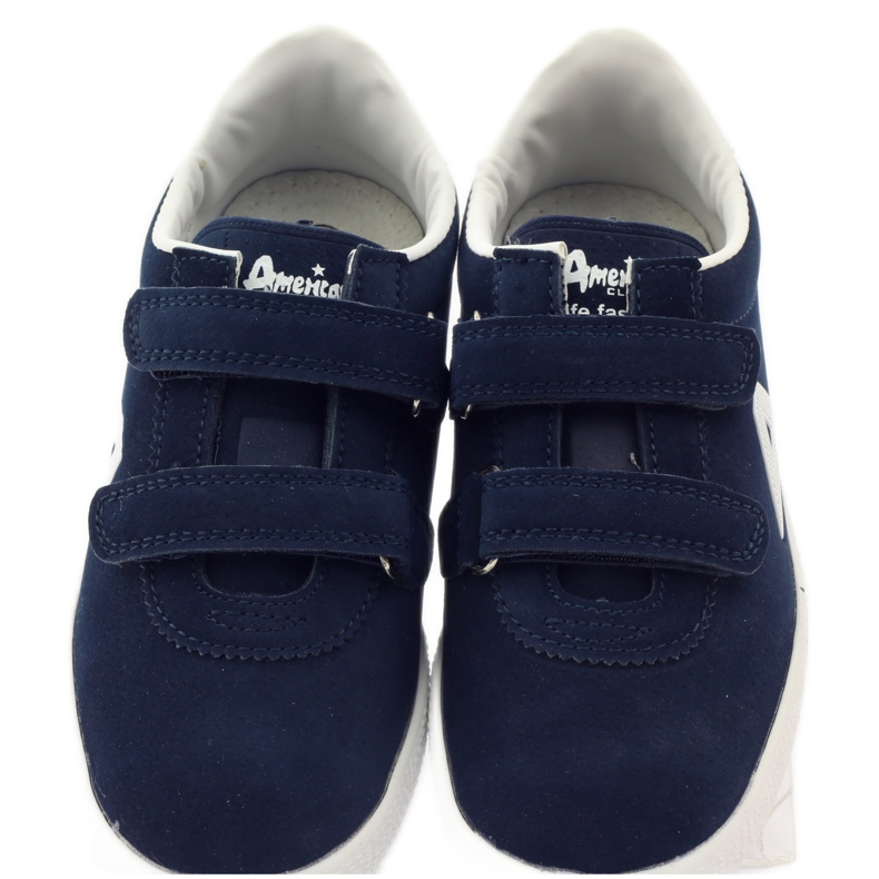 American Club Zapatillas deportivas con plantilla de piel americana azul marino blanco 4