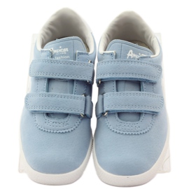 American Club Zapatos deportivos, plantilla de cuero azul para velcro 4