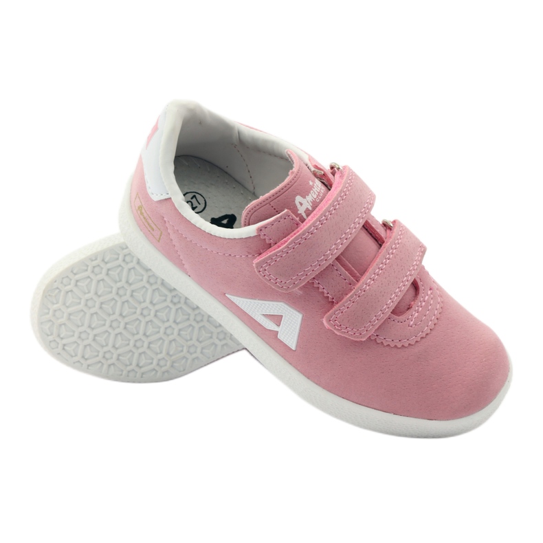 American Club Zapatillas deportivas con plantilla de piel americana rosado blanco 3