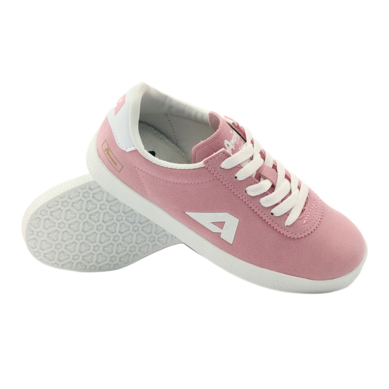 American Club Zapatillas deportivas con plantilla de piel americana blanco rosado 3