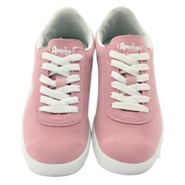 American Club Zapatillas deportivas con plantilla de piel americana blanco rosa 4