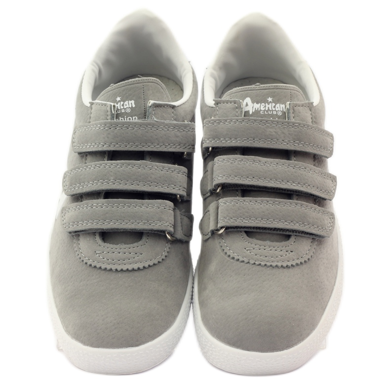 American Club Incrustación de cuero americano deportivo gris blanco 4 American Club Incrustación de cuero americano deportivo gris blanco 4