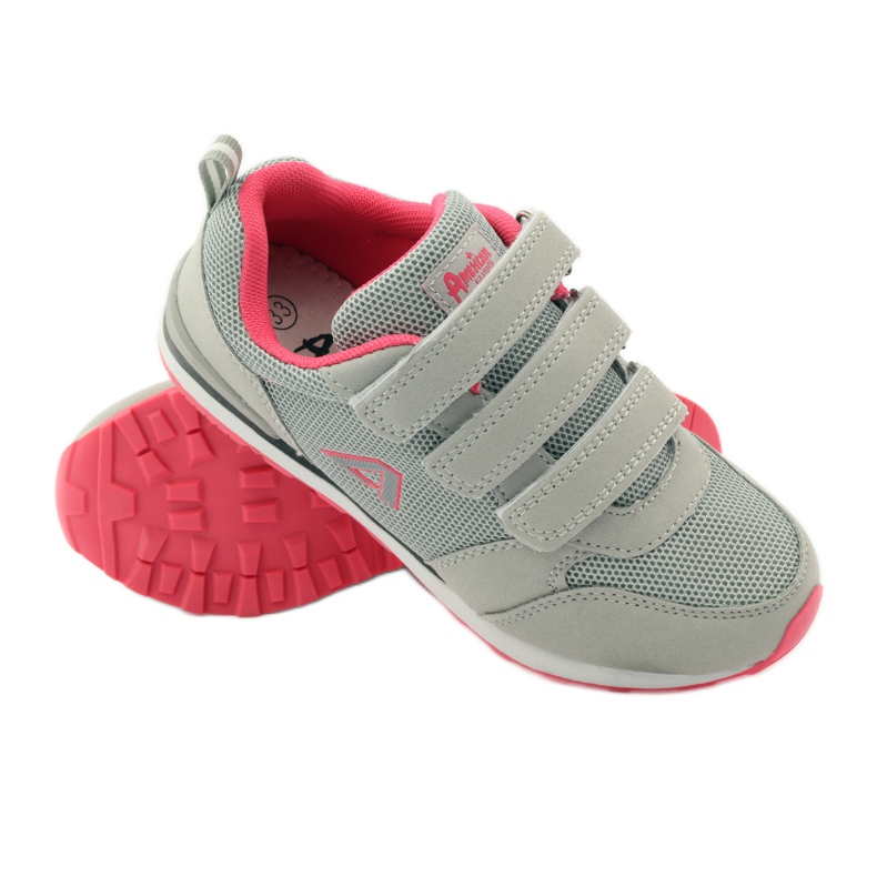 American Club Zapatos deportivos American 9 con inserto de cuero. rosado gris 3