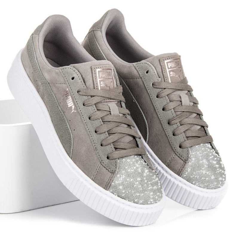 Puma Suede Plataforma Peblle WN`S gris 1 Puma Suede Plataforma Peblle WN`S gris 1