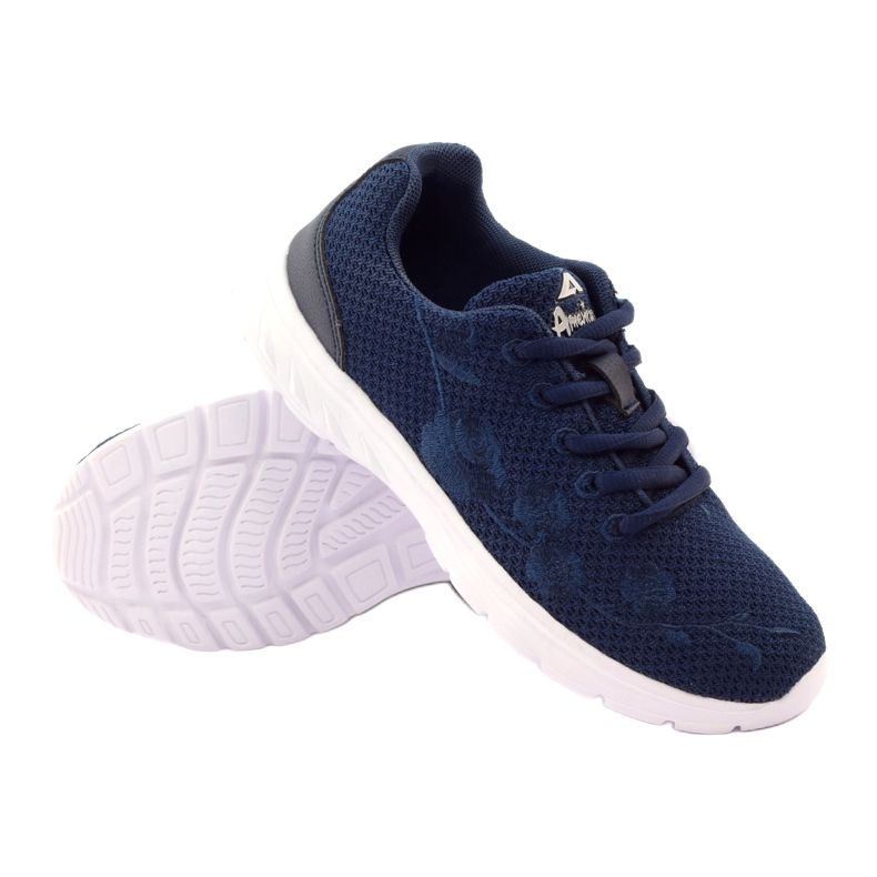 American Club Zapatillas deportivas con plantilla de piel, azul marino. 3