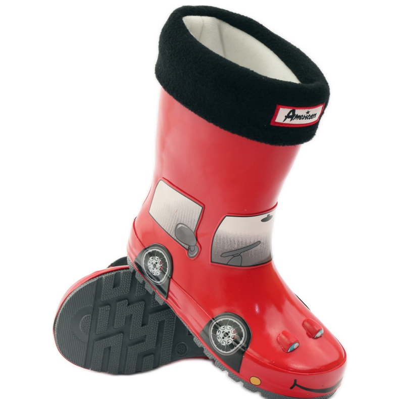 American Club Calcetín galoshes más plantilla RED CAR rojo gris negro 3