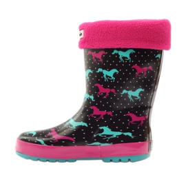 American Club Botas de agua calcetín + inserción de caballos americanos negro verde rosa 2