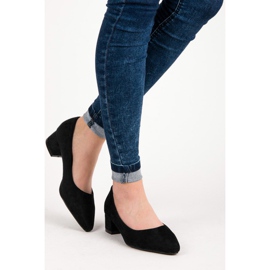 Best Shoes Salones de ante con tacones bajos negro 3