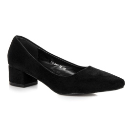 Best Shoes Salones de ante con tacones bajos negro 6