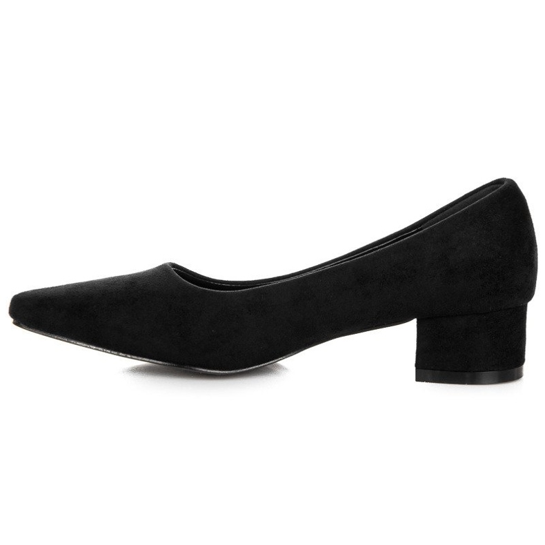 Best Shoes Salones de ante con tacones bajos negro 1