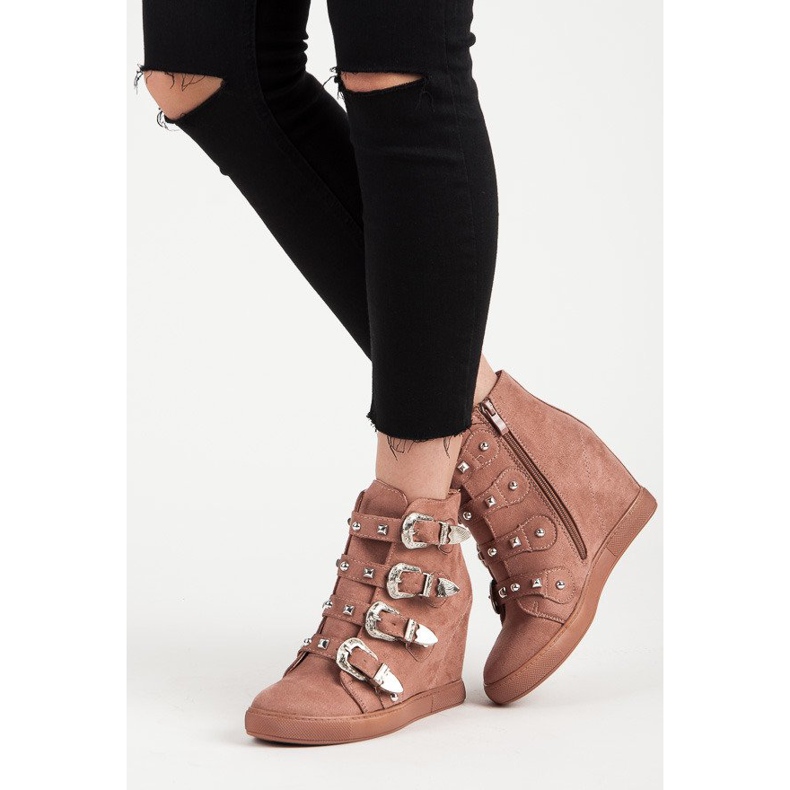 Bestelle Deportivas de ante con hebillas rosa 1