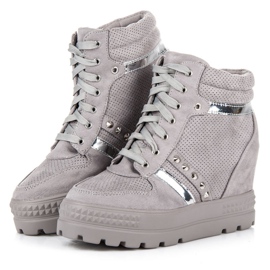 Bestelle Deportivas plataforma gris 3