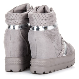 Bestelle Deportivas plataforma gris 4