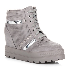 Bestelle Deportivas plataforma gris 5